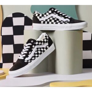 Vans Old Skool Sherpa Fur Women Men Casual Winter Skate Shoe Black White Sneaker